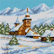 Orchidea Needlepoint canvas for halfstitch without yarn Winter Lanscape with ...