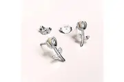 Solid 925 Signature Silver Tulip Opening Pearl Stud Earrings
