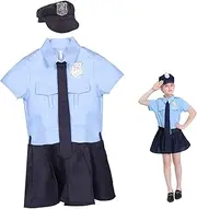 [GLSTOY] Girl Police Costume Funny Costume Police Costume Police Officer Costume Dress up Clothes for Play Police Costume Cosplay Costumes Polyester (polyester)