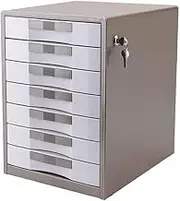 Aluminum Alloy Lockable Desk File Cabinet with 7 Tier Metal Storage Locker