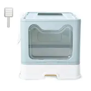 OZNALA Large Kitty Toilet Box Self-Cleaning Hooded Cat Litter Box Enclosed Tray Refills Blue
