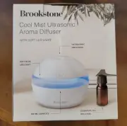 BROOKSTONE COOL MIST ULTRASONIC AROMA DIFFUSER WITH SOFT LED LIGHT NEW 15ml Oil