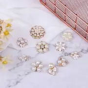 10pcs Pearl Rhinestone Embellishments Buttons Flatback Decorative For Handicr*D6
