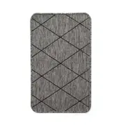Chino Silver Grey Black Rug 67 X 120