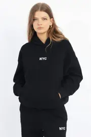 Black Hoodie Sweater Long Sleeve - Size 12M, Women's Sweater