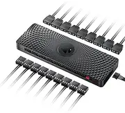 AsiaHorse VE-HUB 2IN1 ARGB/PWM hub Used SATA Power Supply,9 Ports for Addressable RGB Lighting with 9 Port PWM (Black)