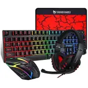 T-Wolf Gaming Combo TF800 Keyboard/Mouse/Headphone/Mouse Pad Wired LED RGB