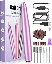 Electric Nail Drill, Professional Electric Nail Files, 20000RPM Adjustable Speed Manicure Pedicure Set with 6 Drill Bits, Low Vibration Low Noise Nail Drill for Gel/Acrylic Nails for Beginner, Gift