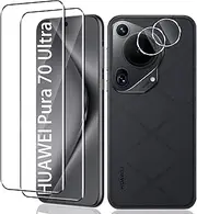 [Vanrain] Screen Protector for Huawei Pura 70 Ultra, Pack of 2 + 2 Tempered Glass and Camera Protection, 9H Hardness Protective Glass Tempered Glass Screen Protector HD Clear Anti-Scratch Bubble-Free