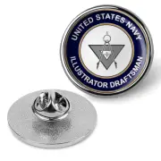 U.S. Navy Illustrator Draftsman Tie Tac, Hat Pin, Badge, Lapel Pin - Silver
