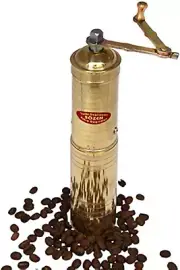 9" Handmade Manual Brass Coffee Mill Grinder Sozen, Portable Stainless Steel Con