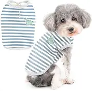 Zunea Striped Dog Winter Jacket Coat with Harness Hole for Small Dogs Cats Warm Fleece Lined Vest Coat Cute Dinosaur Puppy Clothes Cold Weather Pet Girl Boy Apparel for Chihuahua Yorkie Gray XL