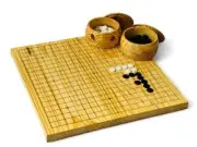 Handmade Pinewood Go Game Reversible Natural Board with Stones Strategy Gift