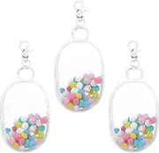 3 Pcs Clear Figure Display Bag with Keychain,Clear Keychain Pouch Blind Box Organizer,Hanging Small Doll Storage Bag,Collectibles Display Case for Mystery Boxes (White-Oval)