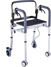 Walker, Walker, Disabled Walking Aid, Walking Aid, Rehabilitation Equipment Lightweight Folding Elderly Walker, Height Adjustable Folding Aluminum Alloy with Brake Pulley Little Surprise