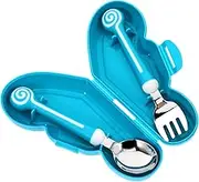 PRETYZOOM Stainless Steel Boys and Girls Spoon Fork Set Toddler Utensils Butterfly Storage Case
