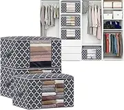 Storage Bags 100L 3 Pack Large Clothes Organization Storage Bags Foldable Thicken Storage Containers for Comforter, Blanket, Bedding, Grey Y220729GY (GY)