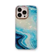 Shockproof Case Glitter Flower Floral Bling Cover - For Apple iPhone 12 / 12 Pro (Blue)