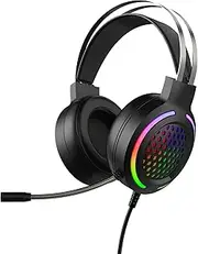 USB7.1 Wired Head-Mounted Headset Gaming Headset with 50mm Speaker Unit Omnidirectional Noise Reduction Microphone Black Black