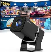 Alliums Mini Projector with 5G WiFi, 1080P Supported, Portable Projector - Bluetooth Speaker, PS5 & Phone Compatible Auto Vertical Correction, 180° Rotatable for Bedroom, Home Theater & Gaming, Black