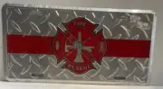Fire Rescue Emblem LICENSE PLATE. New. Embossed
