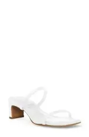 Anne Klein Jayla Sandal Women's US 9 White Slip-On Square Toe Block Heel KHD334