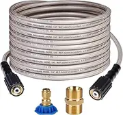 3200 PSI 25 FT Pressure Washer Hose 1/4" M22-14mm Brass Thread Universal Replacement for Most Pressure Washers PA7261