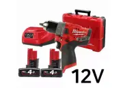 Milwaukee M12 FPD BL 12V 2x4.0Ah 1700Rpm 25500Bpm 44Nm Keyless 13mm Charger_220V