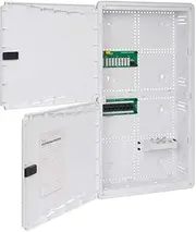 ICC 28” Plastic Structured Wiring Enclosure, Media Enclosure with Voice, Data, and Video Modules with Cover, Recessed Wall Box for Distribution of Networking Services, White