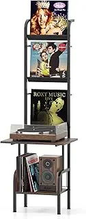 Giantex Record Player Stand with Vinyl Storage, 5-Tier Tall Turntable Stand with Record Holder Vinyl Display Shelf, Holds up to 200 Albums, Vinyl Record Storage for Living Room, Bedroom (Rustic Brown)