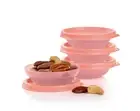 Tupperware Impressions Mini Cereal Bowls & Seals Set Peach New