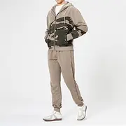 Men's Zip Up Hoodie Tracksuit Athleisure Fall Long Sleeve Windproof Gym Workout Sports Sportswear Activewear Camouflage Army Green Khaki Grey