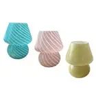 Glass Mushroom Table Lamp Night Light Stripped Glass Bedroom Lamps Decor