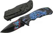 Supplies 8” Blue Wolf Decaled Liner Lock Folding Knife with Pocket Clip