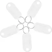 HOODANCOS 30pcs White Plastic Keychain Id Tags with Rings for Easy Identification Luggage Label Tags with Insertable Labels Convenient Classification