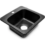 Monarch Abode Bar Sink 15"X15"X6" Drop-In Square 14-Gauge Solid-Surface Black