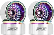 INJORA 1.9" Beadlock Wheel Rim Offset -10mm Aluminum Wheel for SCX10 Pro TRX4 VS4-10 Gen8 1/10 RC Crawler Car（Full Color