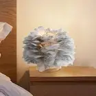 Feathers Shade Table Lamp Simple Desk Night Light for Bedroom Bar Ornament