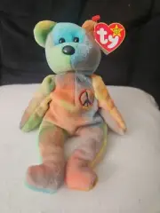 1996 Unique Ty Beanie Baby Peace Bear Retired PVC Pellets Style 4053