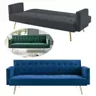 Foret 3 Seater Sofa Bed Lounge Recliner Couch Futon Chair Velvet Fabric Tufted -