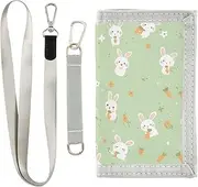 [Yoogain] Green Cute Rabbits Cartoon tri fold wallet for men for womens nylon pocket wallets with lanyard, green cute rabbits cartoon, 1 size, Fashion
