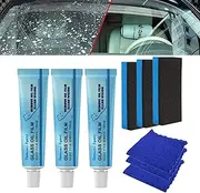 YG LianKai 3Pc Car Glass Oil Film Cleaner, Glass Film Removal Cream, Car Windshield Oil Film Cleaner,Glass Oil Film Remover Glass Stripper Water Spot Remover, with Sponge AMD Towel