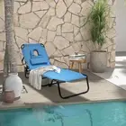 Sun Lounger Bed Reclining Deck Folding Beach Camping Chair Recliner Outdoor Pool