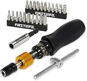 FIRSTINFO H5187Y1 Precision Certified Torque Limiting Limited Screwdriver Set, 1/4 Inch Universal Hex Bit Holder, 10-50 in-lbs with Screwdriver Bits & Bits Extension Bar & Extra T-Handle