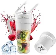 [iOCSmart] Portable Personal Blender, Mini Blender on the go, Electric Protein Shaker Bottle, IPX7 Leakproof USB Rechargeable 16oz Vortex Shakes Stirring Cup for Gym Travel Sports Nutrition (White)