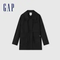 在飛比找momo購物網優惠-【GAP】女裝 Logo工裝翻領外套-黑色(874469)