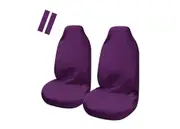Universal Pulse Throwover Front Seat Covers - Bonus Seat Belt Buddies - Purple