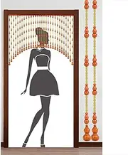 [OKUOKA] 30 Strands Beaded Door Curtains for Doorways Wood Bead String Curtain for Room Dividers Hanging Retro Home Decoration Handmade, Suitable for Width 80-120cm (Size : Width 80cm)