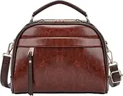 [molshine] Small Leather Hangbag, Retro Motorcycle Shoulder Bags, Top Handle Crossbody Satchel for Women Lady Model HB027