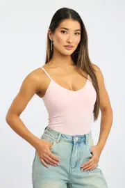 Pink Supersoft Bodysuit Sleeveless Bra Insert - Size 16XL, Women's Bodysuit